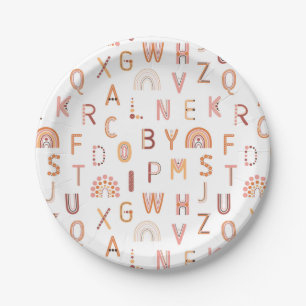 Fun Rainbow Alphabet Pattern Paper Plate