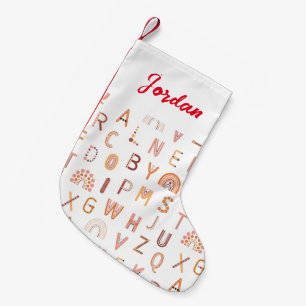 Fun Rainbow Alphabet Pattern Small Christmas Stocking