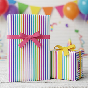 Fun Rainbow Colors Striped Wrapping Paper