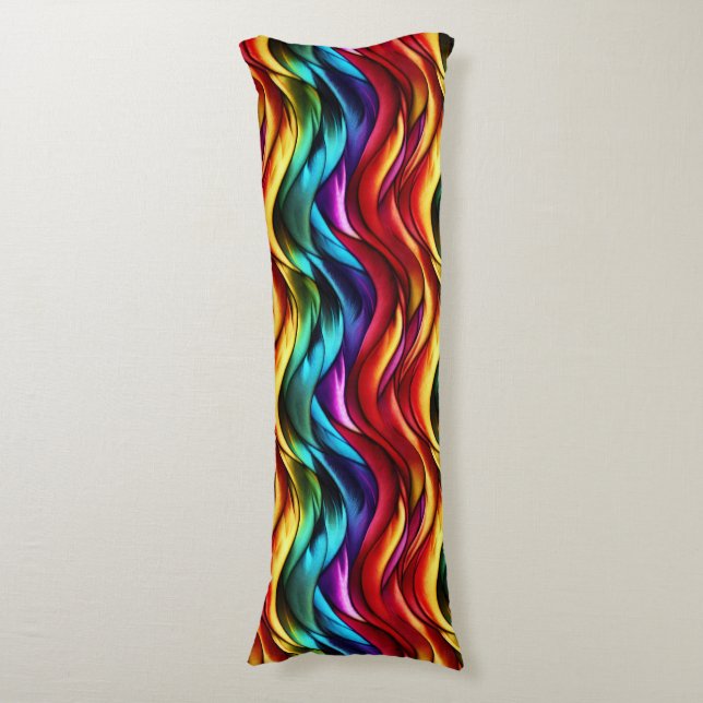 Fun Rainbow Fur Swirl Body Pillow (Front Vertical)