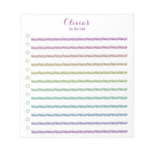 Fun Rainbow Glitter Lined To Do List Personalised  Notepad