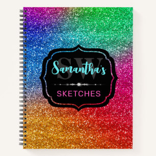 Fun Rainbow Gradient Monogram Sketchbook Notebook