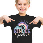 Fun Rainbow Graduated Kindergarten Class of 2022 T-Shirt<br><div class="desc">Fun kindergarten grad t-shirt to celebrate the graduate. The design features a bright colourful rainbow and cloud design with the kindergarten grad's name displayed within the rainbow. Fun playful typography design with rainbow letters and stars. Perfect gift for the grad. Design by Moodthology Papery</div>