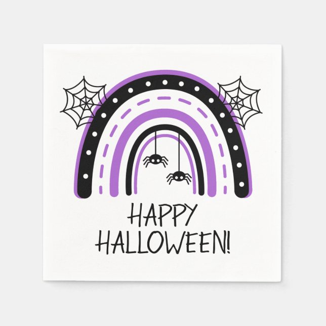 Fun Rainbow Happy Halloween Napkin (Front)