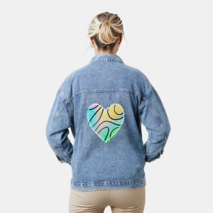 Fun Rainbow Heart Women's Denim Jacket
