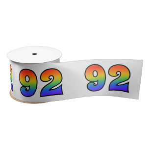 Fun, Rainbow Pattern "92" Event Number (Grey) Satin Ribbon