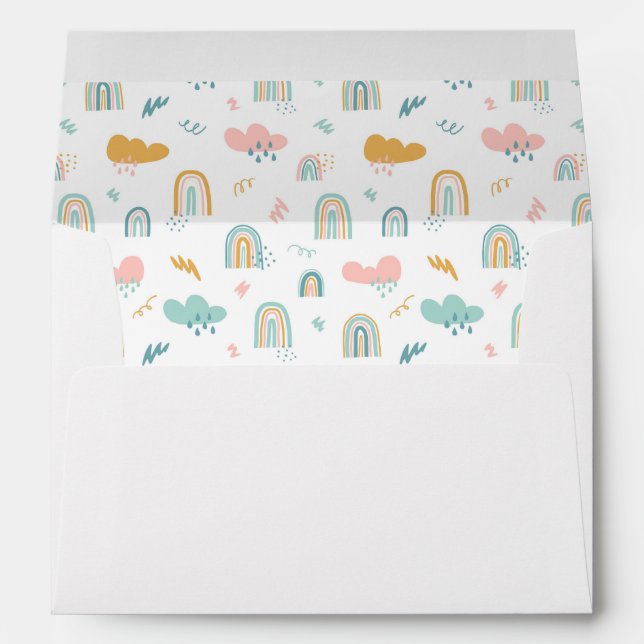 Fun Rainbow & Rain Cloud Pattern Envelope (Back (Bottom))