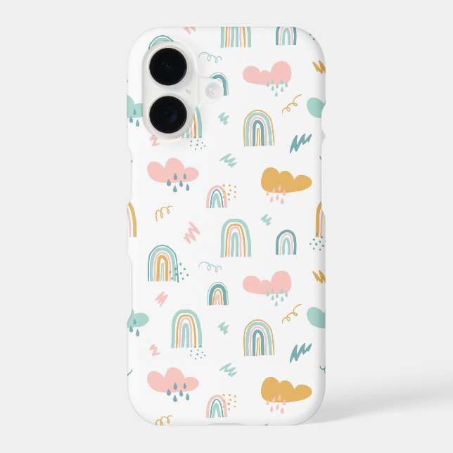 Fun Rainbow & Rain Cloud Pattern iPhone Case (Back)