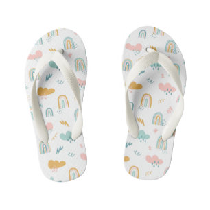 Fun Rainbow & Rain Cloud Pattern Kid's Thongs