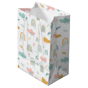 Fun Rainbow & Rain Cloud Pattern Medium Gift Bag