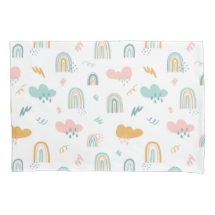 Fun Rainbow & Rain Cloud Pattern Pillowcase