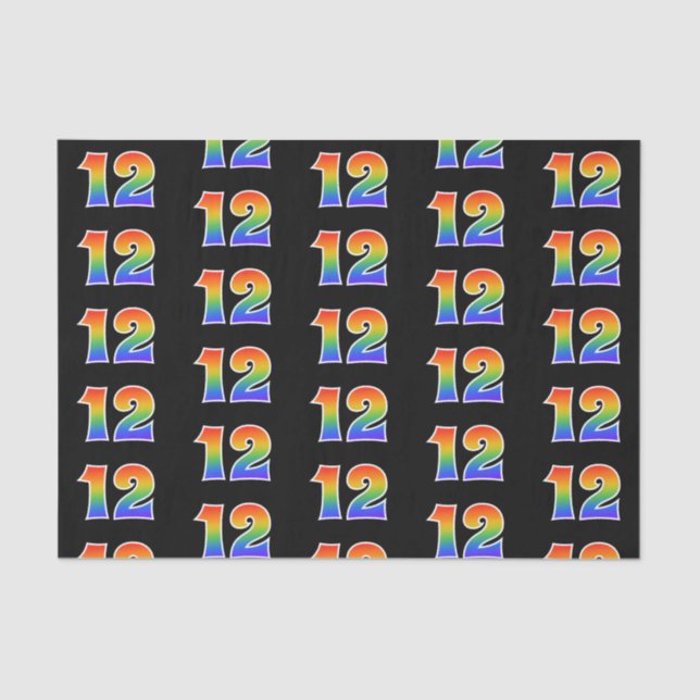 Fun Rainbow Spectrum Pattern "12" Event Number Tissue Paper (Front)