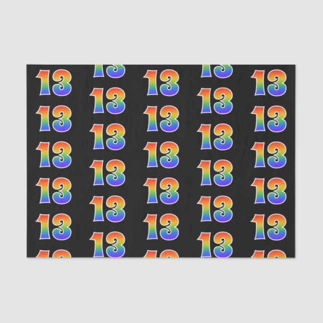 Fun Rainbow Spectrum Pattern "13" Event Number Tissue Paper (Front)
