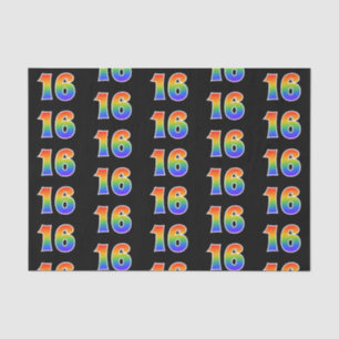 Fun Rainbow Spectrum Pattern "16" Event Number Tissue Paper