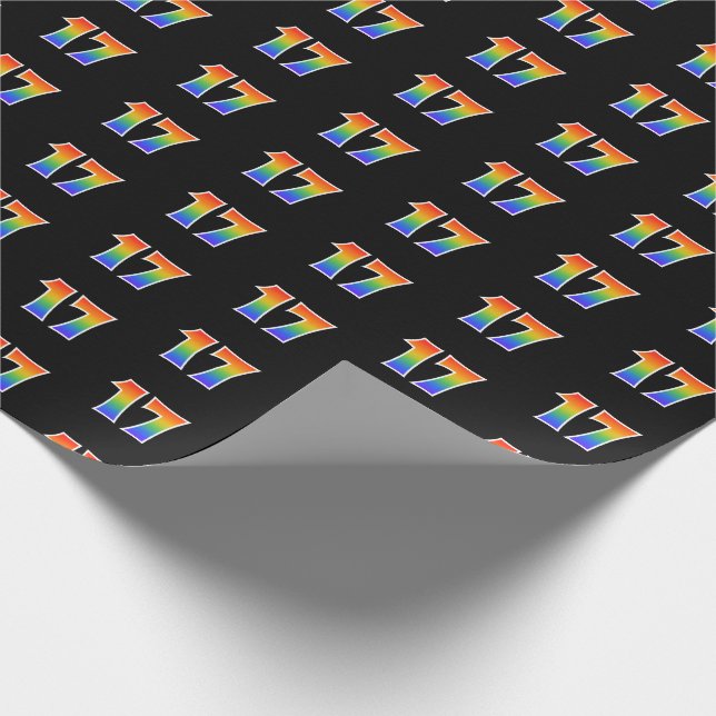 Fun Rainbow Spectrum Pattern "17" Event Number Wrapping Paper (Corner)