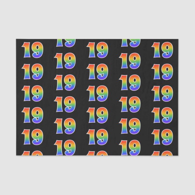Fun Rainbow Spectrum Pattern "19" Event Number Tissue Paper (Front)