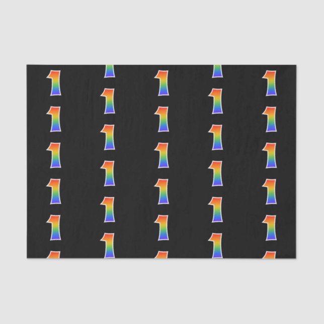 Fun Rainbow Spectrum Pattern "1" Event Number Tissue Paper (Front)