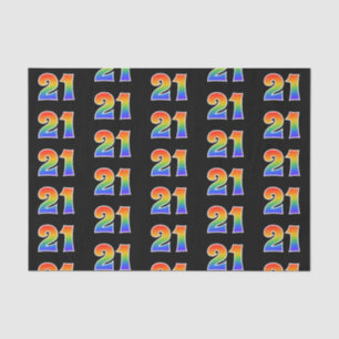 Fun Rainbow Spectrum Pattern "21" Event Number Tissue Paper