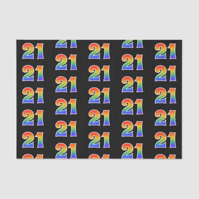 Fun Rainbow Spectrum Pattern "21" Event Number Tissue Paper (Front)