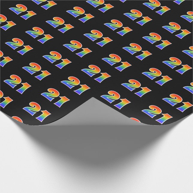 Fun Rainbow Spectrum Pattern "21" Event Number Wrapping Paper (Corner)