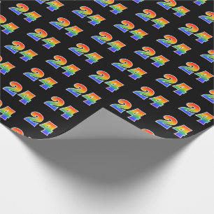 Fun Rainbow Spectrum Pattern "24" Event Number Wrapping Paper