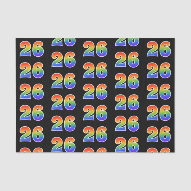 Fun Rainbow Spectrum Pattern "26" Event Number Tissue Paper (Front)