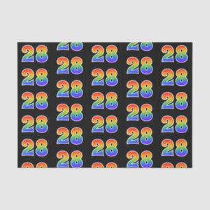 Fun Rainbow Spectrum Pattern "28" Event Number Tissue Paper