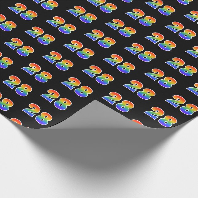 Fun Rainbow Spectrum Pattern "28" Event Number Wrapping Paper (Corner)