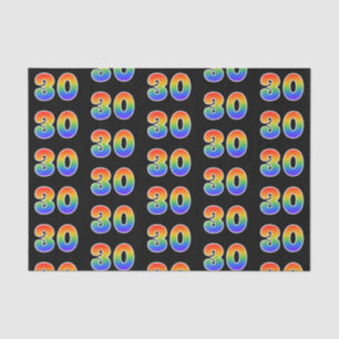Fun Rainbow Spectrum Pattern "30" Event Number Tissue Paper