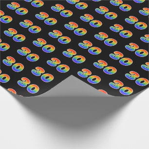 Fun Rainbow Spectrum Pattern "30" Event Number Wrapping Paper