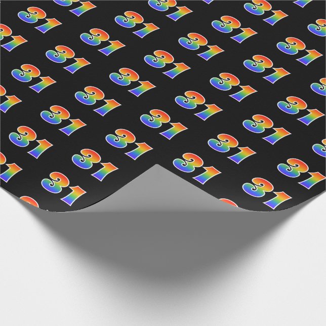 Fun Rainbow Spectrum Pattern "31" Event Number Wrapping Paper (Corner)