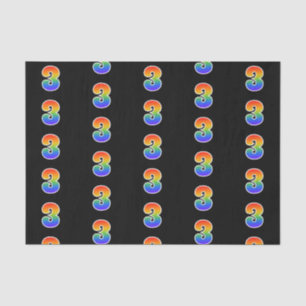 Fun Rainbow Spectrum Pattern "3" Event Number Tissue Paper