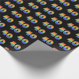 Fun Rainbow Spectrum Pattern "40" Event Number Wrapping Paper