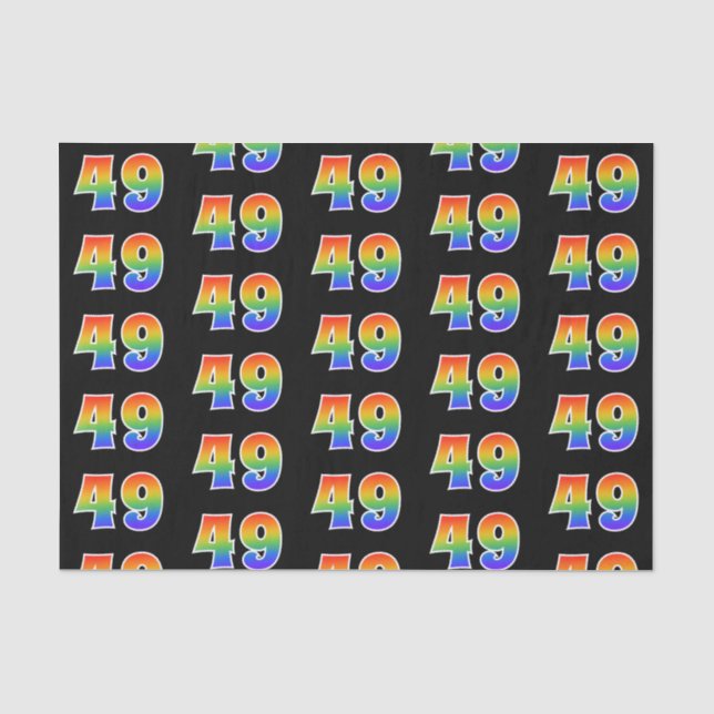 Fun Rainbow Spectrum Pattern "49" Event Number Tissue Paper (Front)