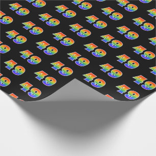Fun Rainbow Spectrum Pattern "49" Event Number Wrapping Paper
