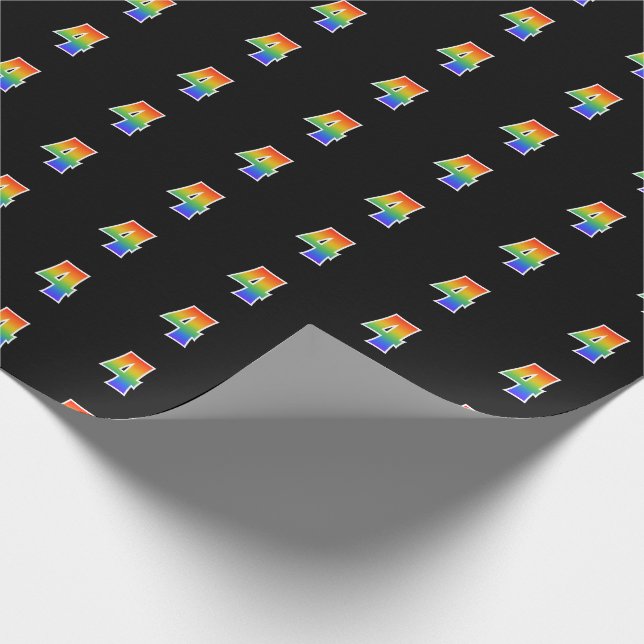 Fun Rainbow Spectrum Pattern "4" Event Number Wrapping Paper (Corner)