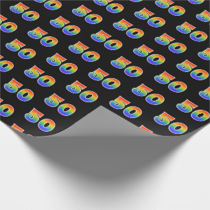 Fun Rainbow Spectrum Pattern "50" Event Number Wrapping Paper