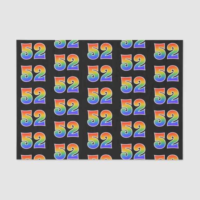 Fun Rainbow Spectrum Pattern "52" Event Number Tissue Paper (Front)