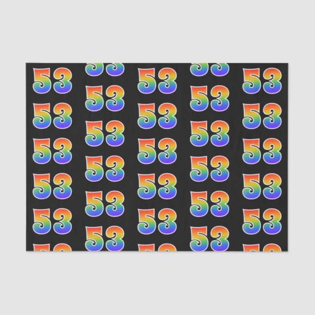 Fun Rainbow Spectrum Pattern "53" Event Number Tissue Paper (Front)