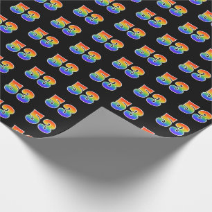 Fun Rainbow Spectrum Pattern "53" Event Number Wrapping Paper