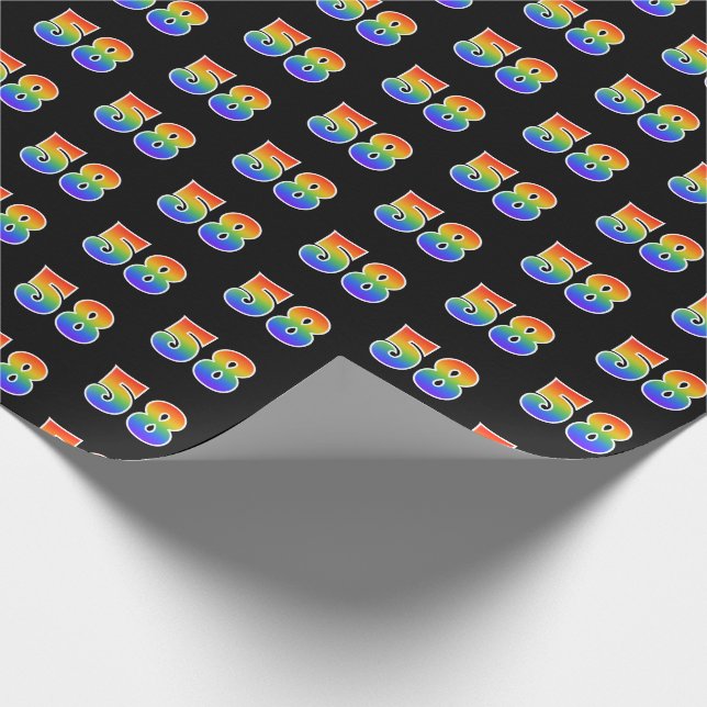 Fun Rainbow Spectrum Pattern "58" Event Number Wrapping Paper (Corner)