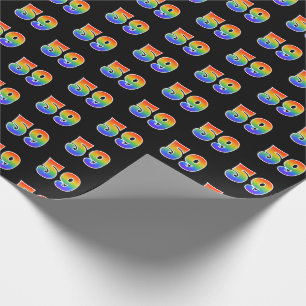Fun Rainbow Spectrum Pattern "59" Event Number Wrapping Paper