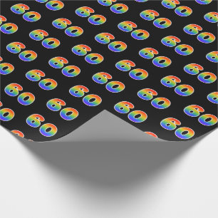 Fun Rainbow Spectrum Pattern "60" Event Number Wrapping Paper