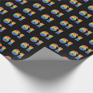 Fun Rainbow Spectrum Pattern "61" Event Number Wrapping Paper