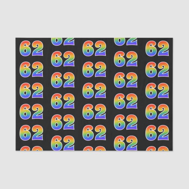 Fun Rainbow Spectrum Pattern "62" Event Number Tissue Paper (Front)