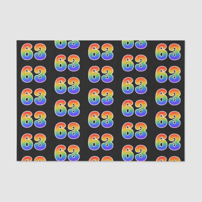 Fun Rainbow Spectrum Pattern "63" Event Number Tissue Paper (Front)