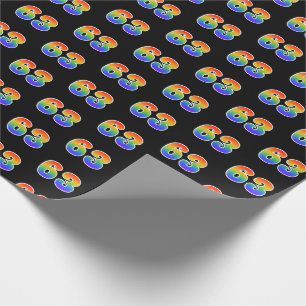 Fun Rainbow Spectrum Pattern "63" Event Number Wrapping Paper