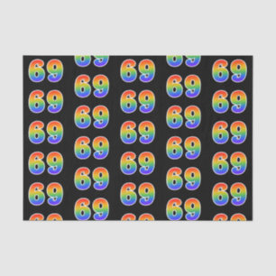 Fun Rainbow Spectrum Pattern "69" Event Number Tissue Paper