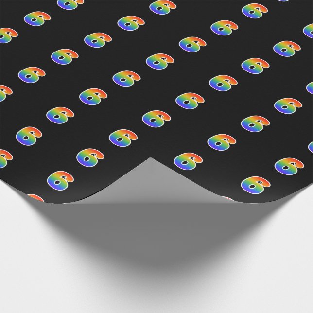 Fun Rainbow Spectrum Pattern "6" Event Number Wrapping Paper (Corner)