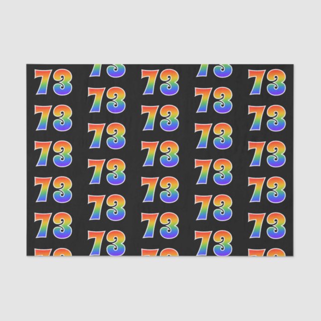 Fun Rainbow Spectrum Pattern "73" Event Number Tissue Paper (Front)